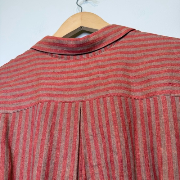 Caron Callahan | Striped Linen Henley Relaxed Midi Shirt Dress - Picture 12 of 16